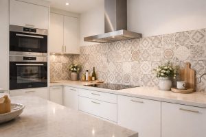 découvrez comment personnaliser votre cuisine avec un plan de travail silestone, une crédence en carreaux de ciment et de l’électroménager siemens pour un style unique et moderne.